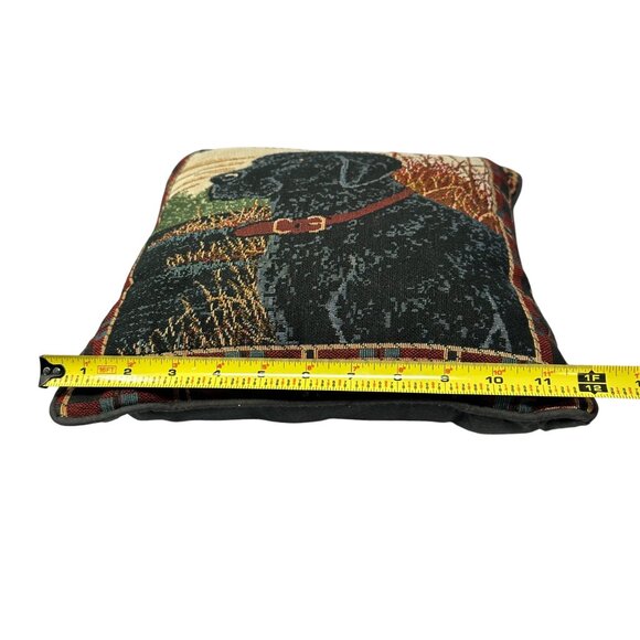 Black Labrador Tapestry Throw Pillow Plaid Border Black Back 12 In Square - Picture 6 of 6